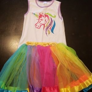 Tutu skirt & unicorn tank top girls size 8